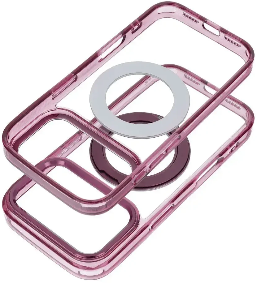 Dėklas Oem Case for iPhone 18 Pro Max / 17 Pro Max Frame Circle Stand compatible with MagSafe dark cherry