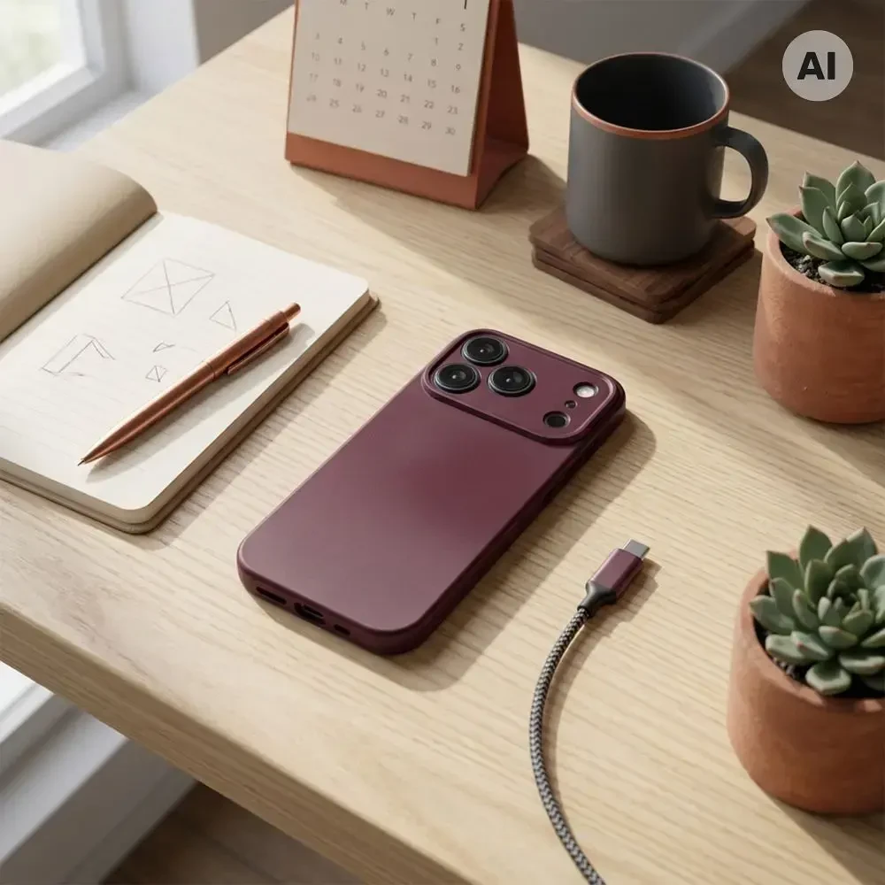 Dėklas Oem Case for iPhone 18 Pro Max / 17 Pro Max Metallic dark cherry