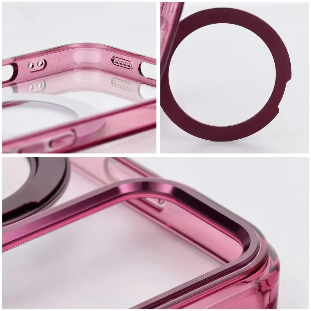 Dėklas Oem Case for iPhone 18 Pro Max / 17 Pro Max Frame Circle Stand compatible with MagSafe dark cherry