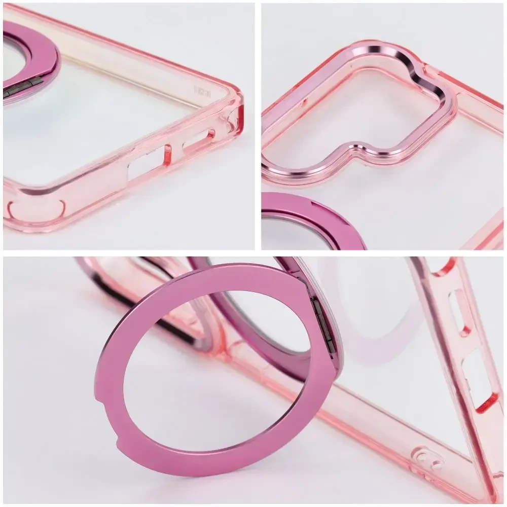 Oem Dėklas Samsung A57 Frame Circle Stand, suderinamas su MagSafe, rožinis