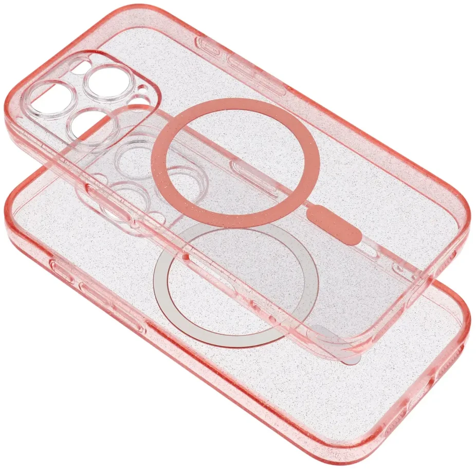 MyScreen Oem CLEAR MAG COVER dėklas suderinamas su MagSafe skirtas Samsung Galaxy S25 Plus rožinės spalvos glitter
