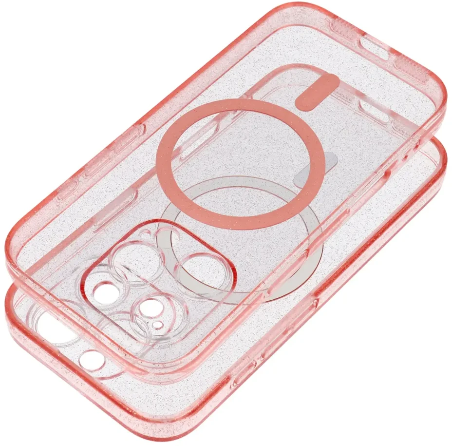 MyScreen Oem CLEAR MAG COVER dėklas suderinamas su MagSafe skirtas Samsung Galaxy S25 Plus rožinės spalvos glitter