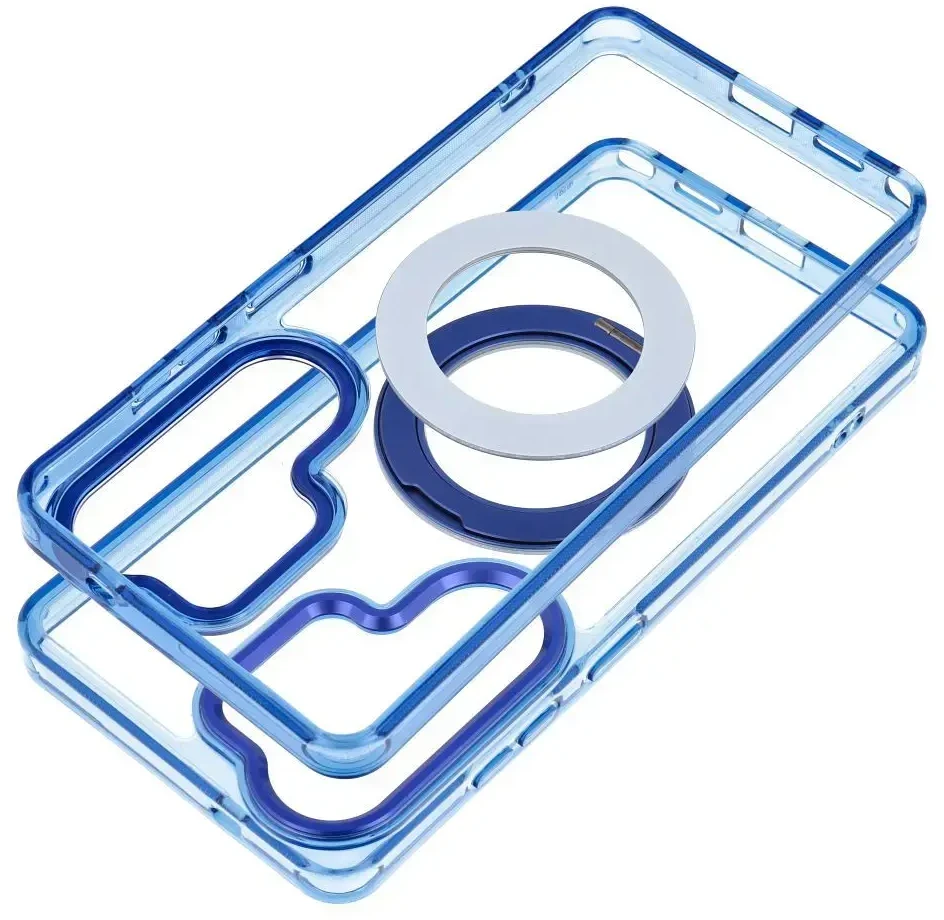 Oem Dėklas Samsung S26 Frame Circle Stand, suderinamas su MagSafe, tamsiai mėlynas