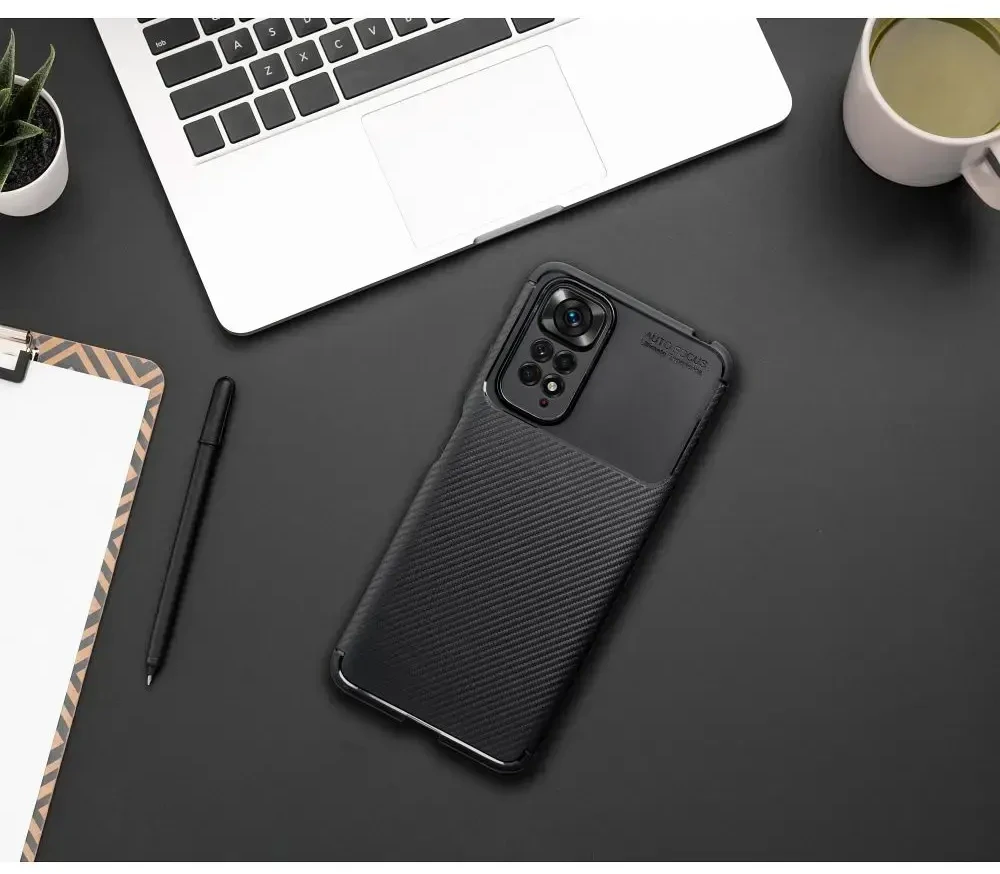 Forcell Oem Dėklas CARBON PREMIUM skirtas Xiaomi Redmi Note 9 juodos spalvos