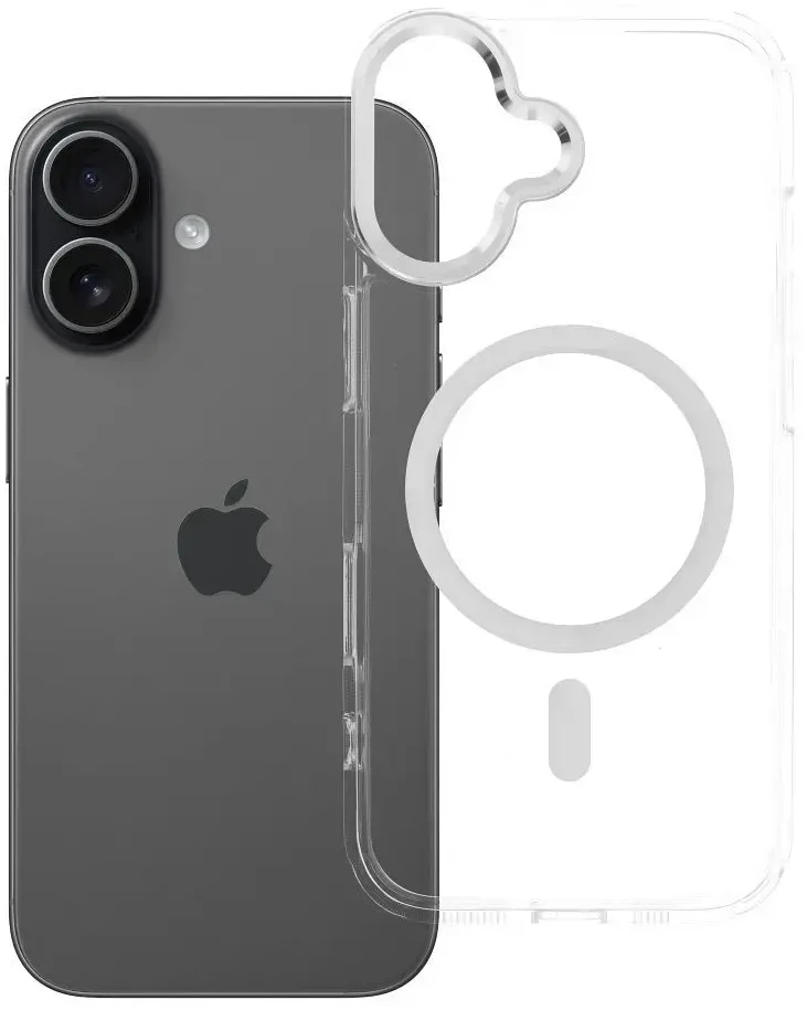 OEM dėklas, skirtas „iPhone 17 Frame Clear Hybrid Mag Cover“, suderinamas su „MagSafe“ permatomu
