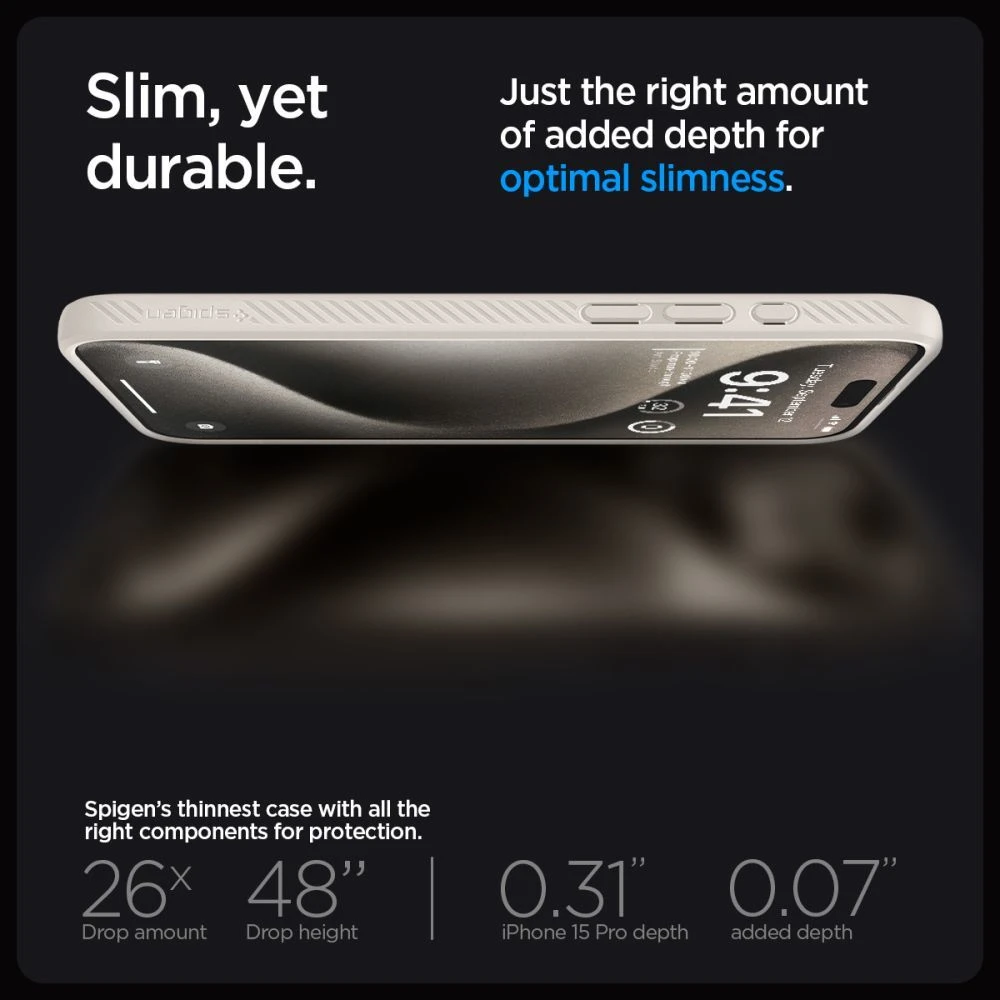 Dėklas „Spigen Liquid Air“, natūralus titanas – „Apple iPhone 15 Pro“