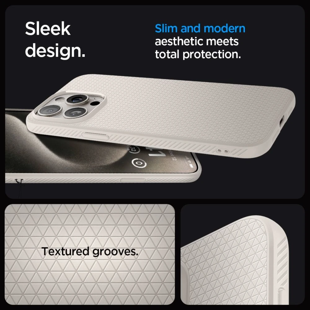 Dėklas „Spigen Liquid Air“, natūralus titanas – „Apple iPhone 15 Pro“