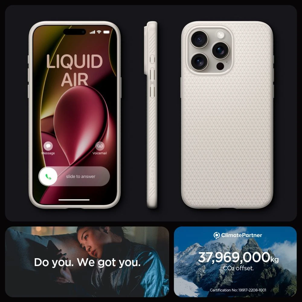 Dėklas „Spigen Liquid Air“, natūralus titanas – „Apple iPhone 15 Pro“