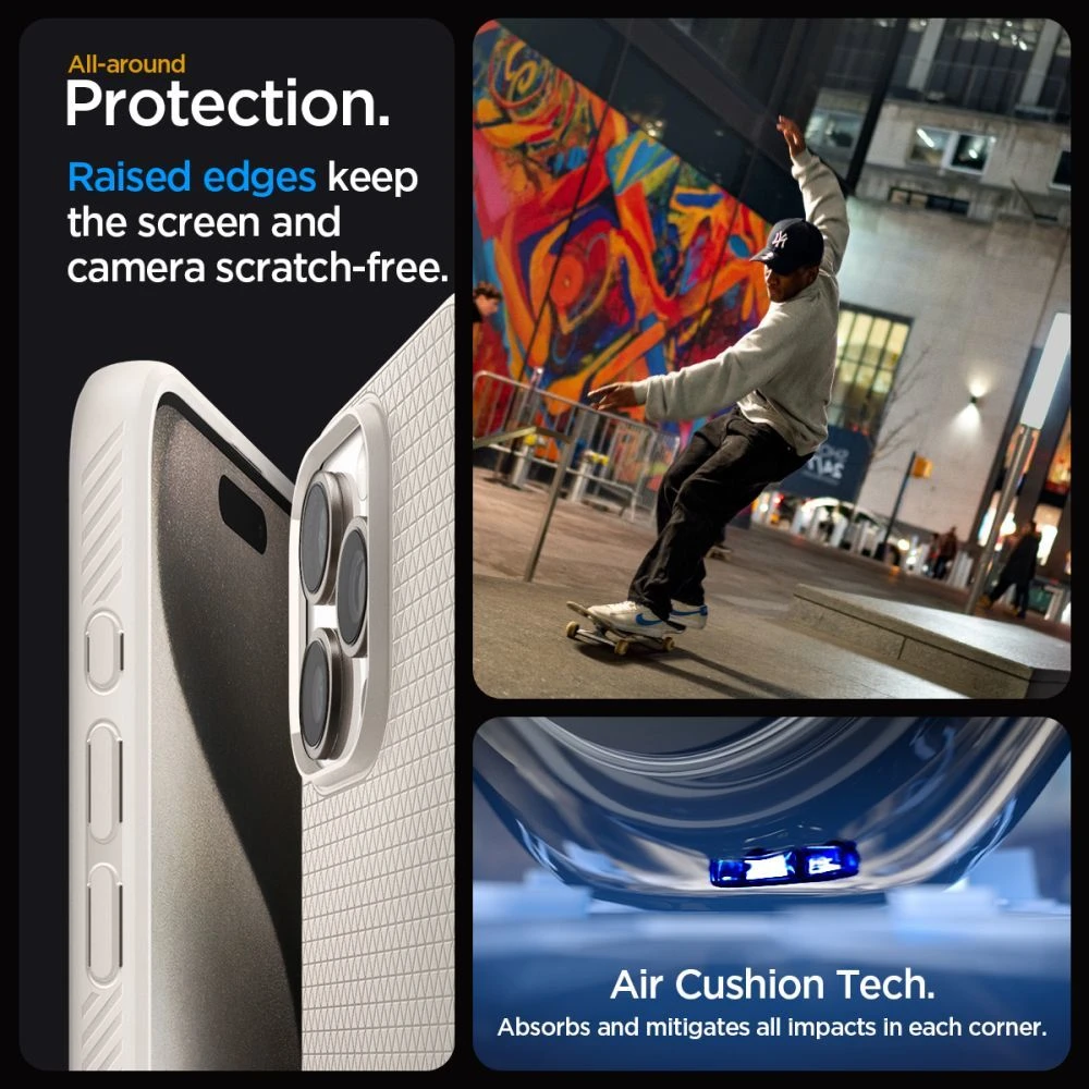 Dėklas „Spigen Liquid Air“, natūralus titanas – „Apple iPhone 15 Pro“
