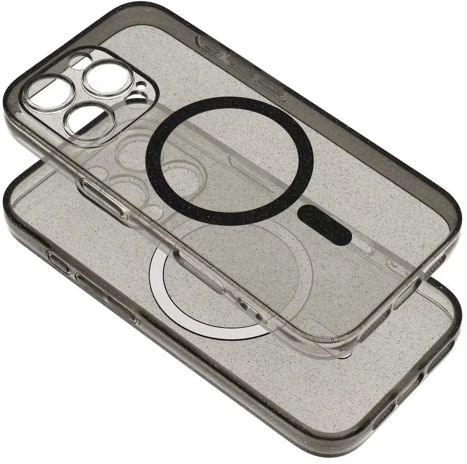 Oem Dėklas na Samsung S26 PLUS Clear Mag Cover - Glitter (Str / Camera Protection) zgodne su MagSafe juoda glitter