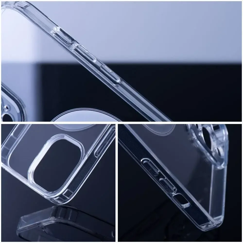 Oem Originalus „iPhone 17 Pro / 18 Pro“ dėklas (žemas kameros kraštas), skaidrus „Mag“ dėklas (MID), suderinamas su „MagSafe“ permatomu dangteliu.