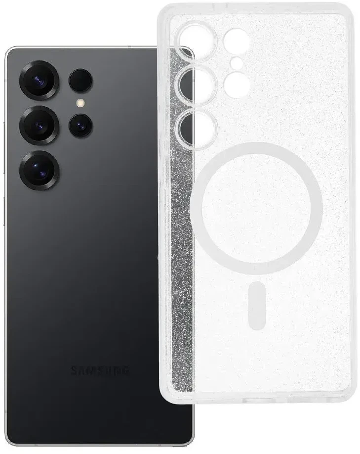 Oem CLEAR MAG COVER dėklas suderinamas su MagSafe skirtas Samsung Galaxy S25 Ultra skaidrus