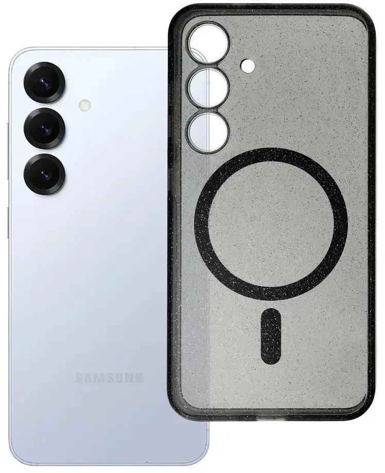 Oem CLEAR MAG COVER dėklas suderinamas su MagSafe skirtas Samsung Galaxy S25 juodos spalvos