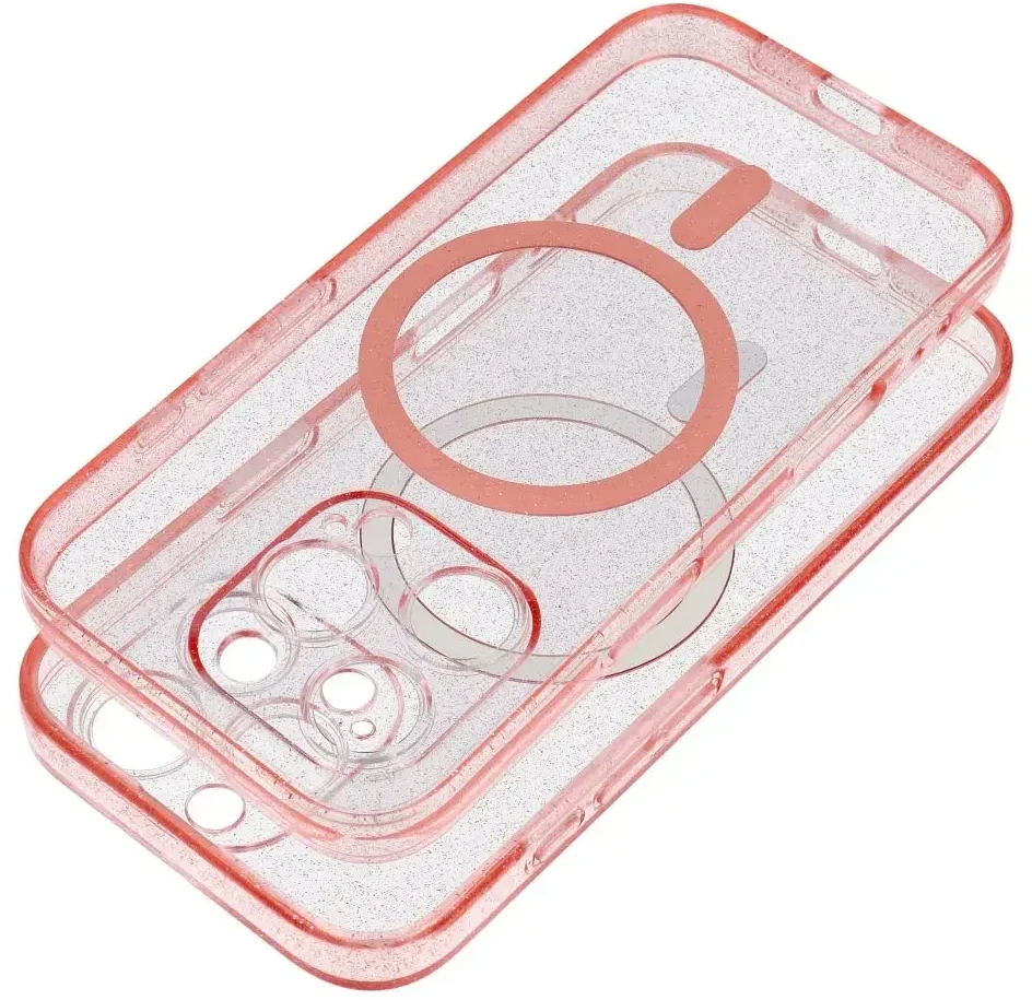 Oem Dėklas na Samsung S26 ULTRA Clear Mag Cover - Glitter (Str) zgodne su MagSafe rožinė glitter