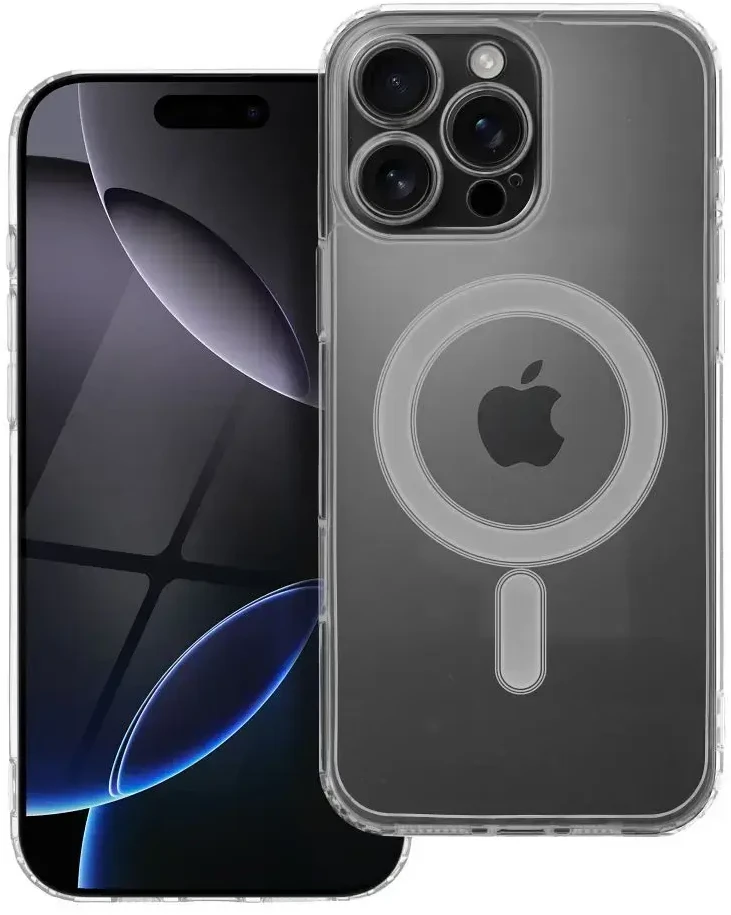 Oem Originalus „iPhone 16 PRO MAX“ skaidrus „Mag“ dėklas (STR / APSAUGA NUO FOTOAPAROS), suderinamas su „MagSafe“ permatomu dangteliu.