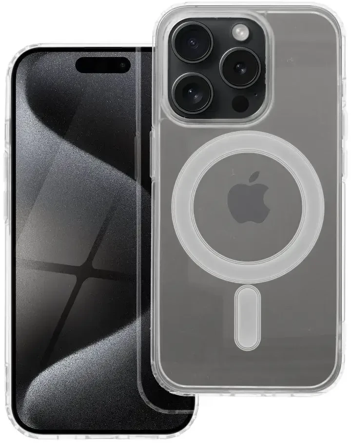 Oem Originalus „iPhone 15 PRO“ dėklas, skaidrus „Mag“ dangtelis (STR), suderinamas su „MagSafe“ permatomu dangteliu.
