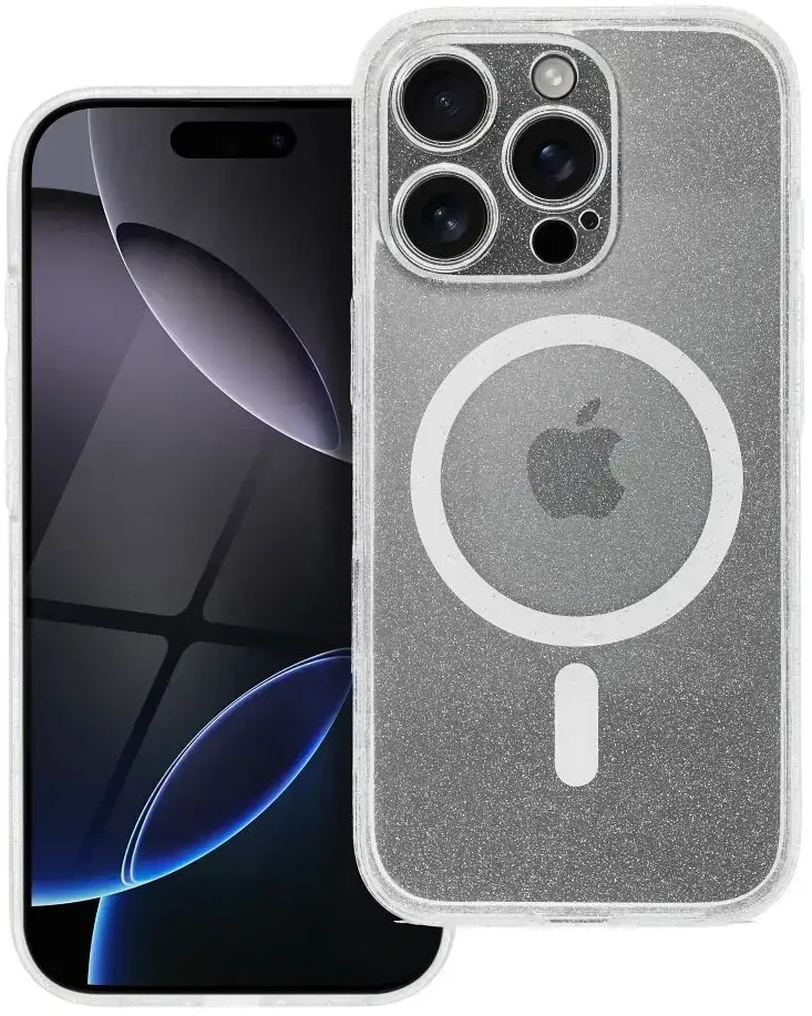 Oem „Samsung S26 PLUS“ skaidrus „Mag“ dėklas – blizgučiai (apsauginis / kameros dėklas), tinkantis „MagSafe“ skaidriems blizgučiams