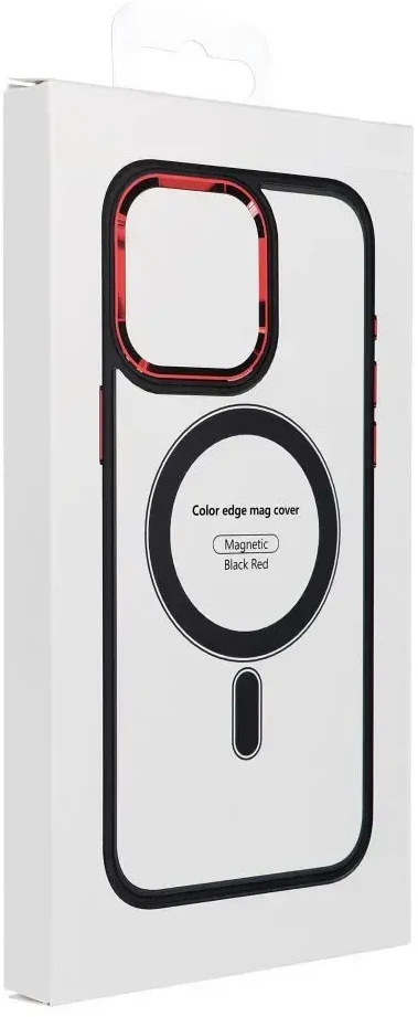 OEM dėklas, skirtas iPhone 17, spalvotas kraštas, MagSafe dėklas, juodas-raudonas