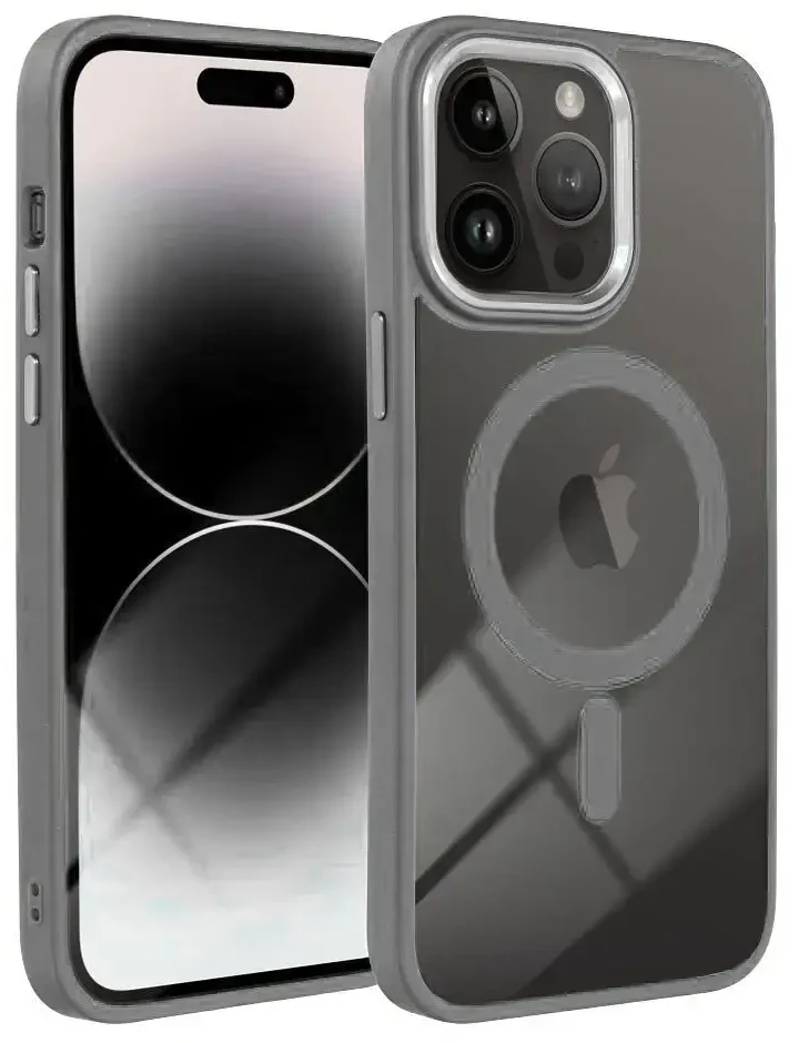 OEM dėklas, skirtas „iPhone 16 Color Edge Mag Cover“, suderinamas su „MagSafe“ ir titano pilkos spalvos