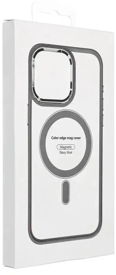 OEM dėklas, skirtas „iPhone 16 Color Edge Mag Cover“, suderinamas su „MagSafe“ ir titano pilkos spalvos
