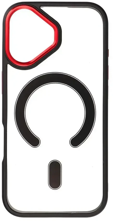 OEM dėklas, skirtas iPhone 17, spalvotas kraštas, MagSafe dėklas, juodas-raudonas