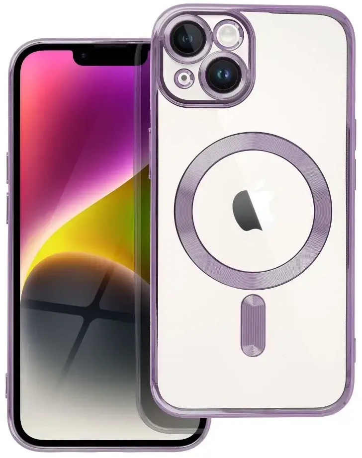 OEM dėklas, skirtas iPhone 14, Electro Mag dėklas, suderinamas su MagSafe violetine