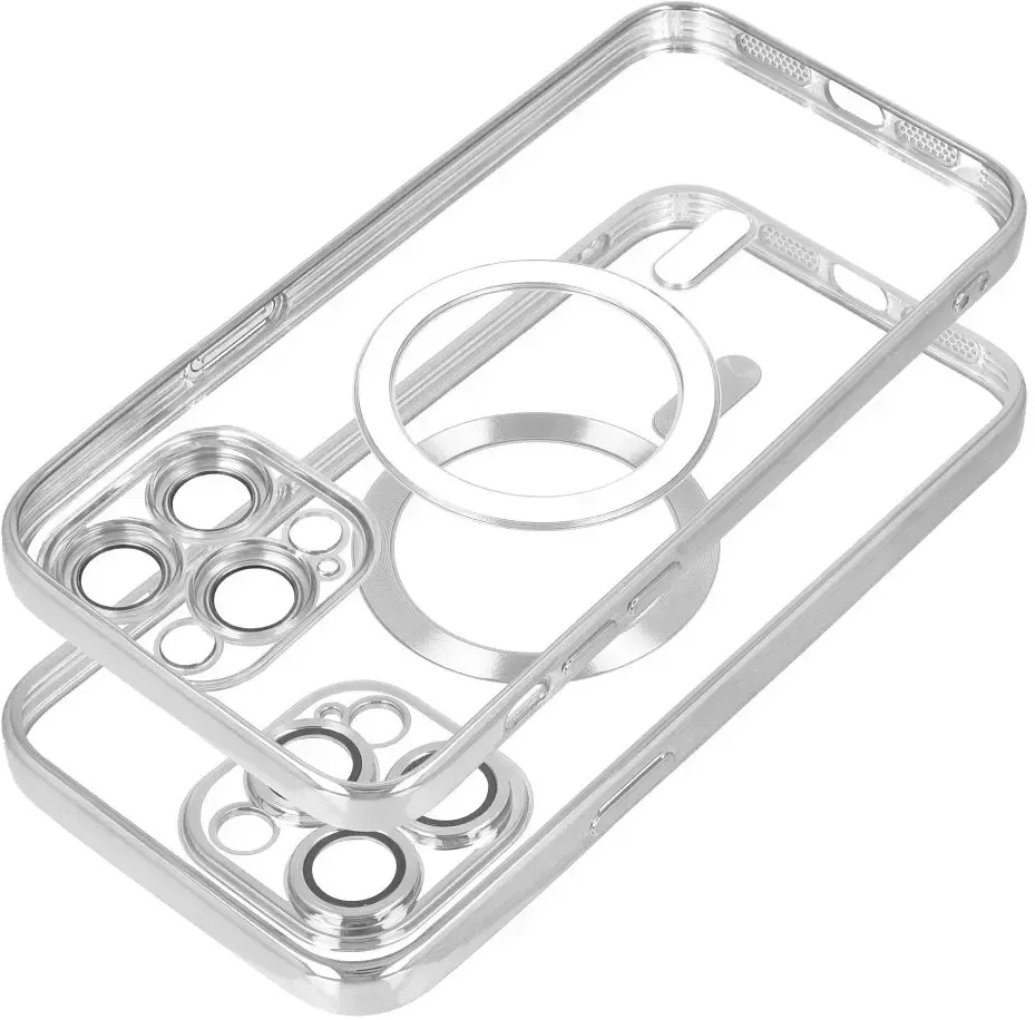 OEM dėklas, skirtas iPhone 14 PRO, Electro Mag dėklas, suderinamas su MagSafe sidabrinis