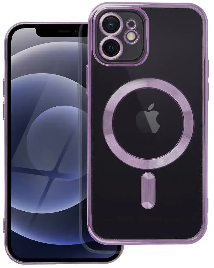 OEM dėklas, skirtas iPhone 12, Electro Mag dėklas, suderinamas su MagSafe violetine
