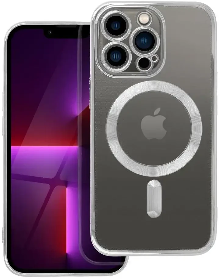 OEM dėklas, skirtas iPhone 13 PRO, Electro Mag dėklas, suderinamas su MagSafe sidabrinis