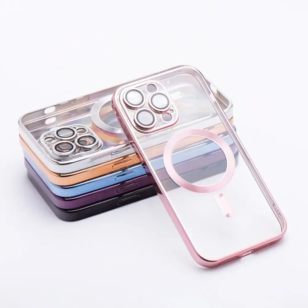 OEM dėklas, skirtas iPhone 13, Electro Mag dėklas, suderinamas su MagSafe, auksinis-rose