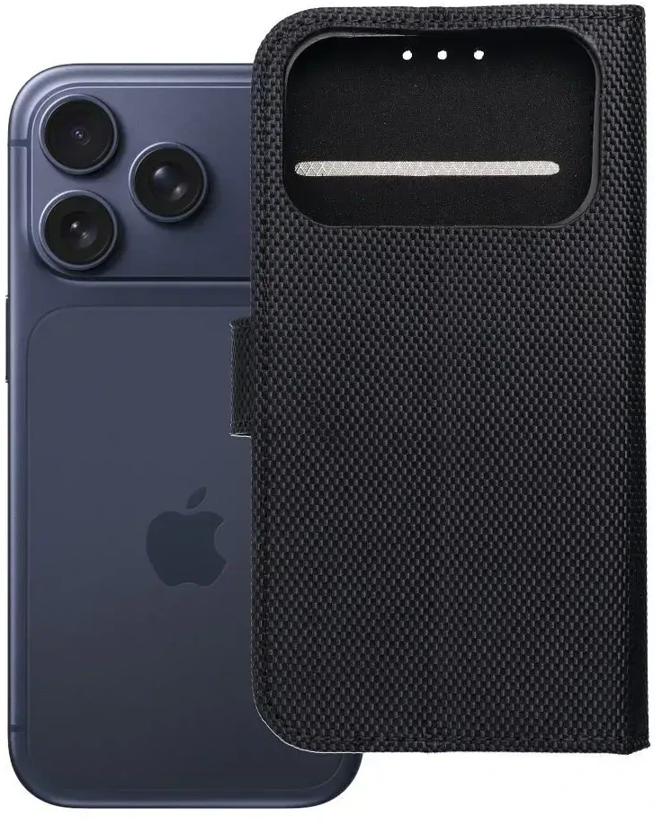 OEM atverčiamas dėklas, skirtas iPhone 17 PRO / 18 PRO 4Card RFID apsaugos nuo vagystės technologijos juodas