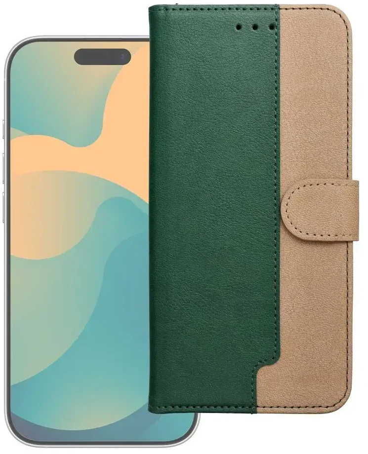 Dėklas Oem Flip case for Motorola G17 POWER Split Book žalias and auksinis