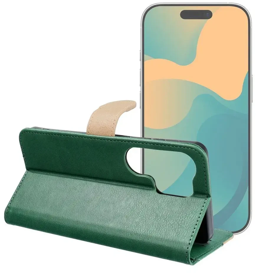 Dėklas Oem Flip case for Motorola G17 POWER Split Book žalias and auksinis