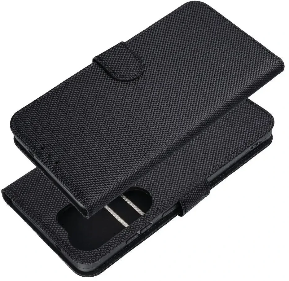 Oem Dėklas su klapką na Samsung S26 PLUS 4Card RFID antykradzieżowe tech fabric juoda