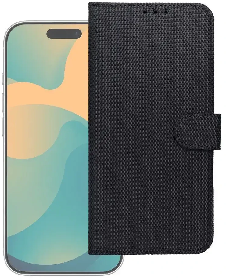 Oem Dėklas su klapką na Xiaomi 17 ULTRA 4Card RFID antykradzieżowe tech fabric juoda