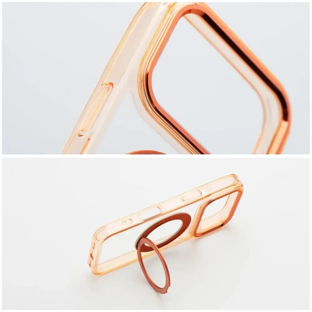 Dėklas Oem Case for iPhone 18 Pro Max / 17 Pro Max Frame Circle Stand compatible with MagSafe oranžinis
