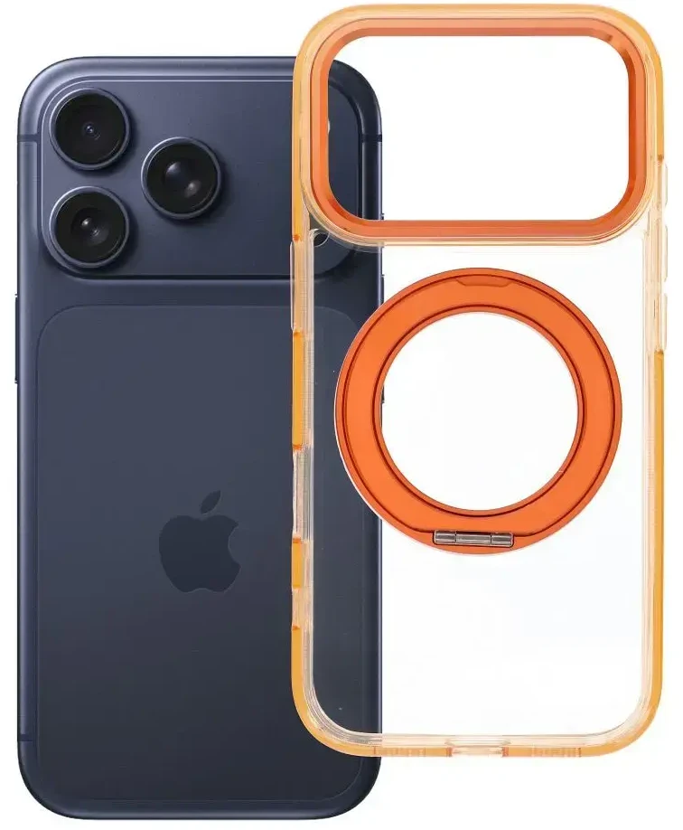 Dėklas Oem Case for iPhone 18 Pro / 17 Pro Frame Circle Stand compatible with MagSafe oranžinis