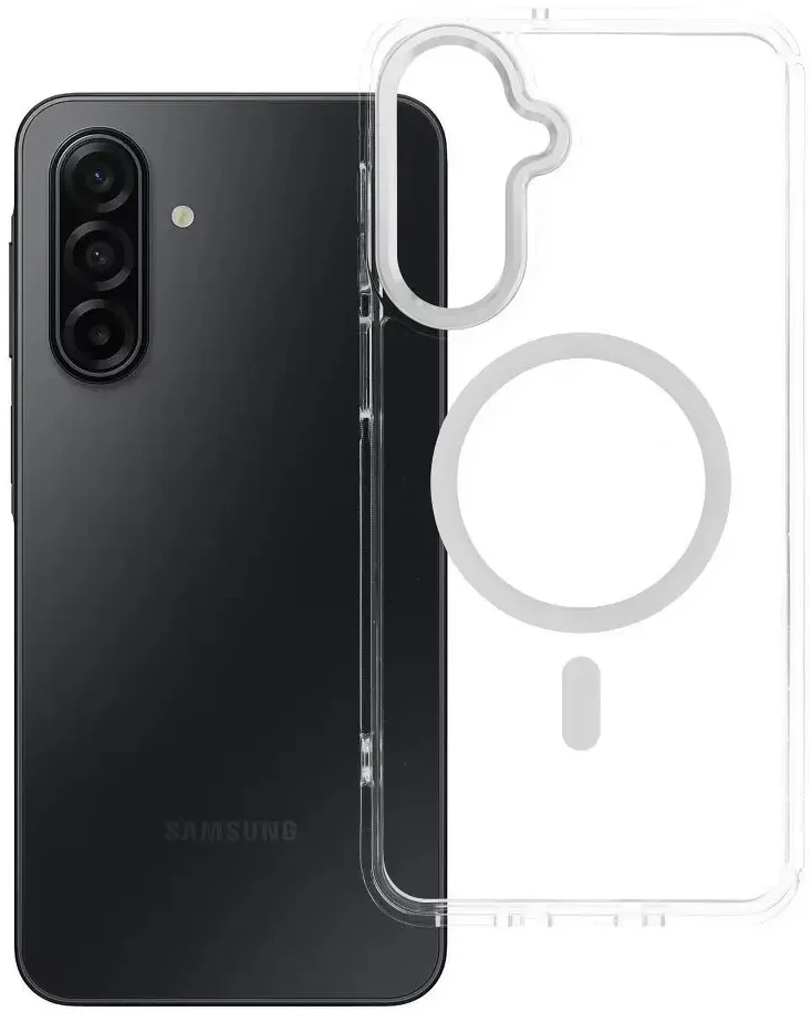 Oem Dėklas na Samsung A17 / A18 Frame Clear Hybrid Mag Cover zgodny su MagSafe transparentne