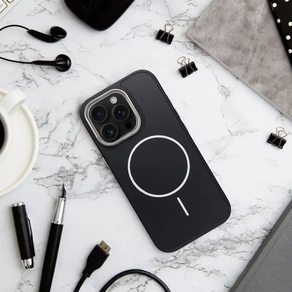 OEM dėklas, skirtas „iPhone 14 Frame Mag Cover“, suderinamas su „MagSafe“ juodas
