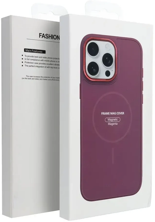 Oem Originalus „iPhone 13 Frame Mag Cover“ dėklas, suderinamas su „MagSafe“, rausvai raudonas