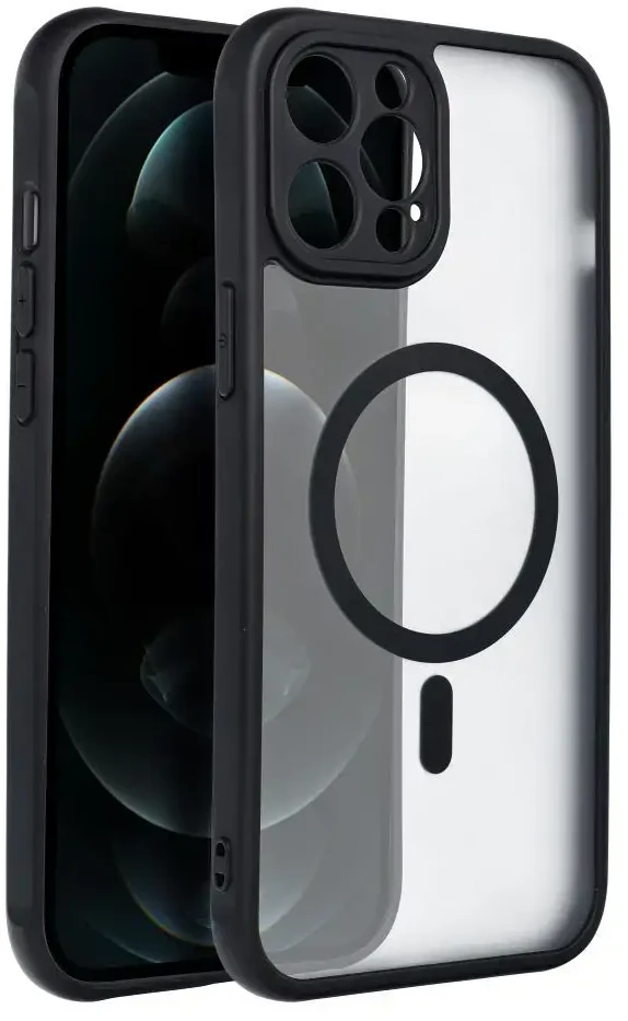 „Oem“ dėklas, skirtas „iPhone 12 PRO MAX“ telefonui, visiškai matinis „Mag“ dėklas, suderinamas su „MagSafe“ juodas