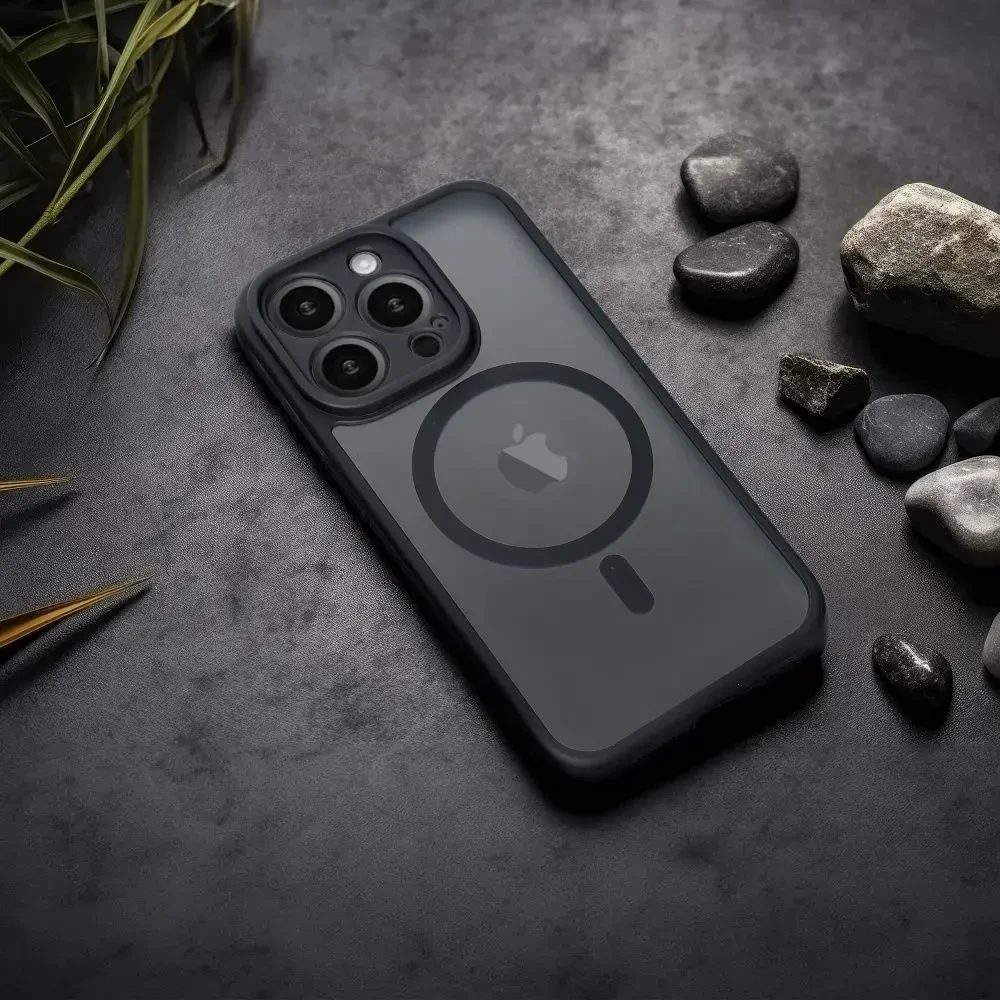 Oem FULL MATTE MAG COVER dėklas suderinamas su MagSafe skirtas Samsung Galaxy A55 juodos spalvos