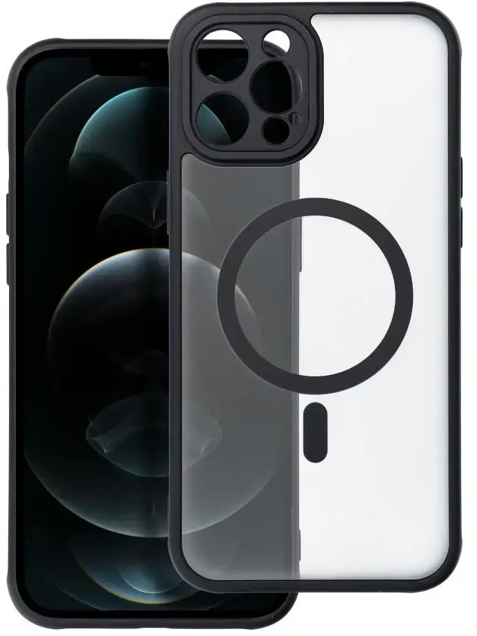„Oem“ dėklas, skirtas „iPhone 12 PRO MAX“ telefonui, visiškai matinis „Mag“ dėklas, suderinamas su „MagSafe“ juodas