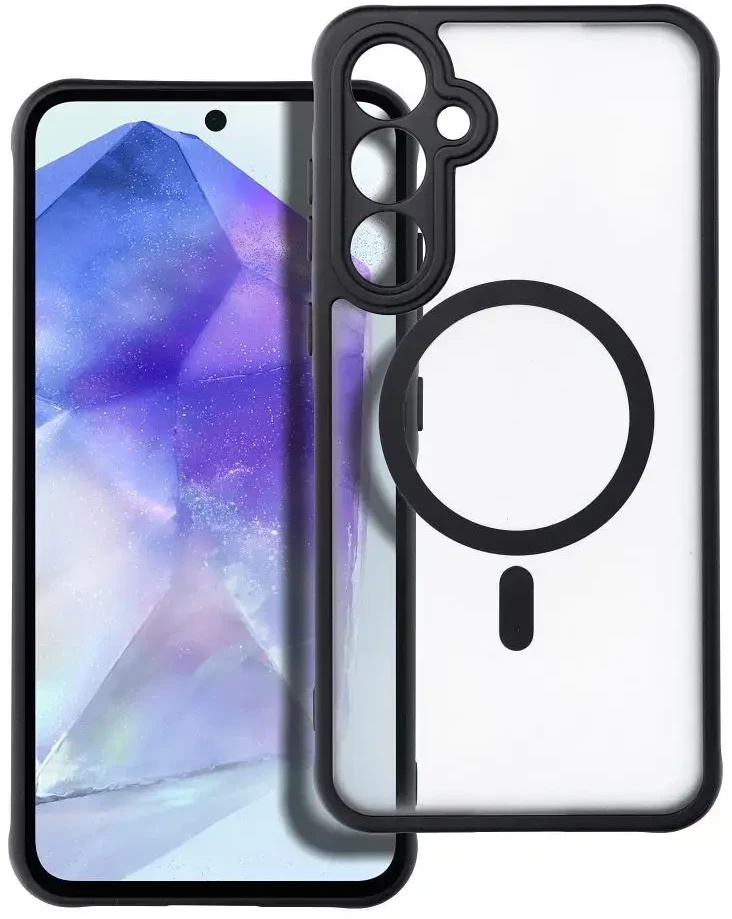Oem FULL MATTE MAG COVER dėklas suderinamas su MagSafe skirtas Samsung Galaxy A55 juodos spalvos
