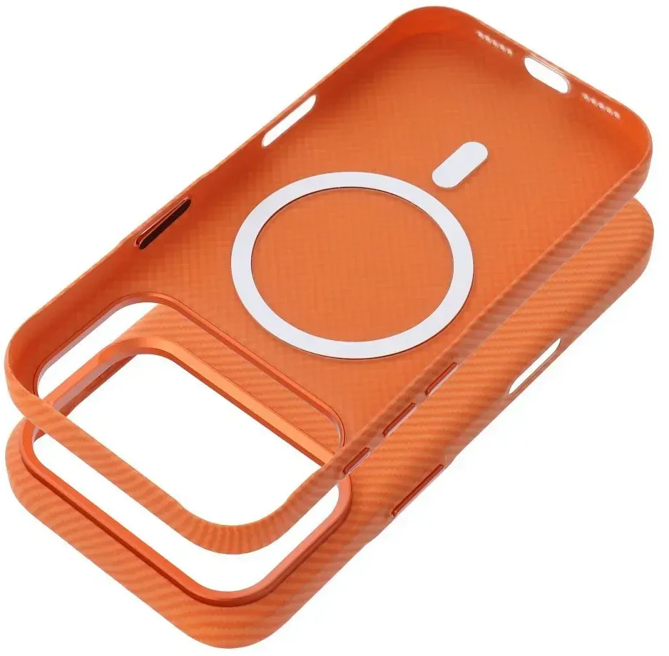 Oem Originalus „iPhone 17 Pro / 18 Pro“ dėklas (žemas kameros kraštas), „K-Look“, suderinamas su „MagSafe“, oranžinis
