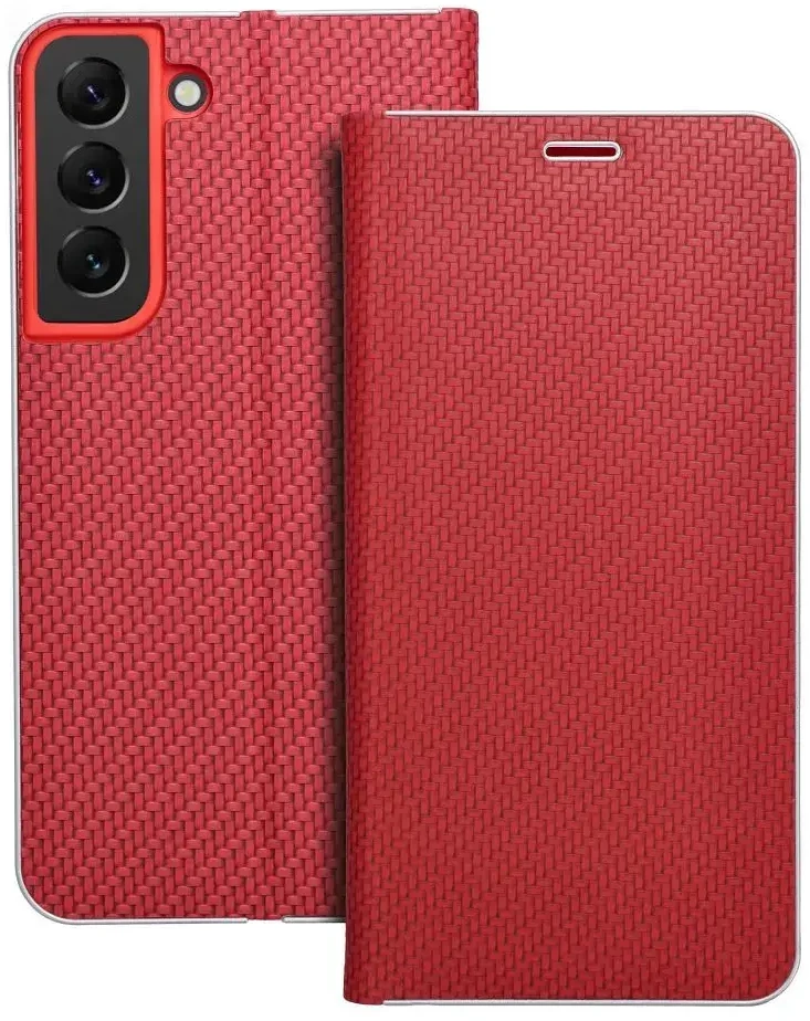 Dėklas Oem LUNA Book Carbon skirtas Samsung Galaxy S22 raudonas