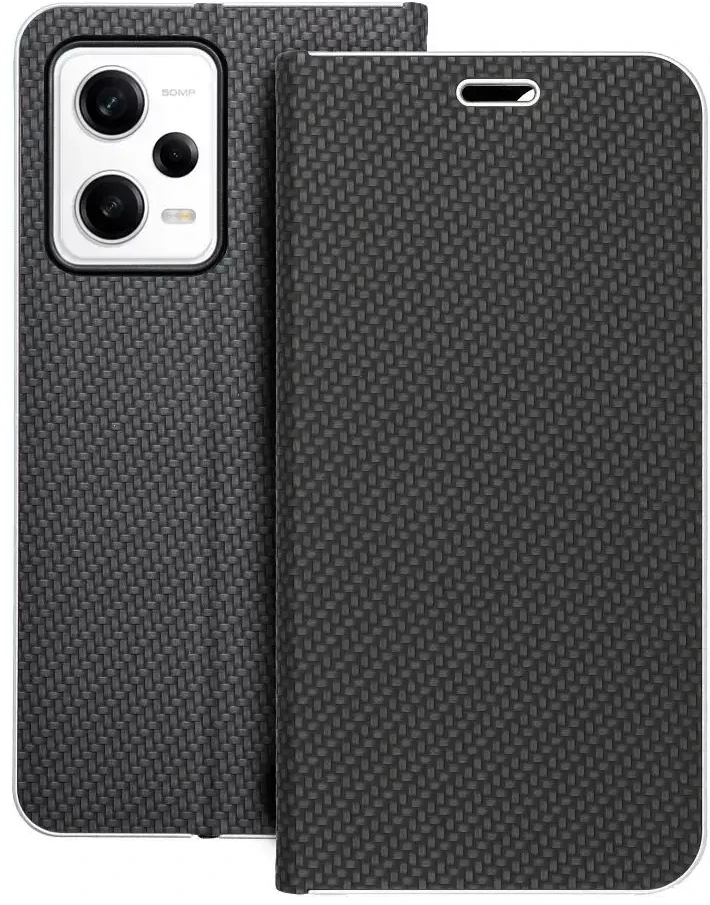 Dėklas Oem LUNA Book Carbon skirtas Xiaomi Redmi Note 12 Pro 5G juodos spalvos
