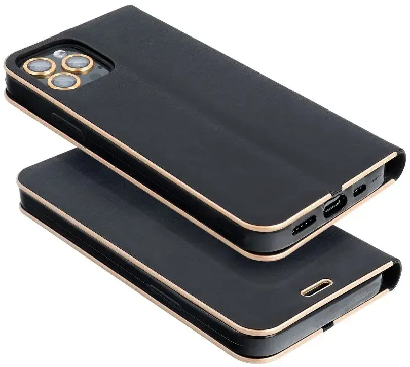 Dėklas Oem Flip case for iPhone 17 PRO MAX / 18 PRO MAX Luna Book Gold juodas