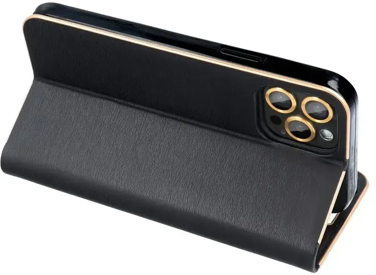Dėklas Oem Flip case for iPhone 17 PRO MAX / 18 PRO MAX Luna Book Gold juodas