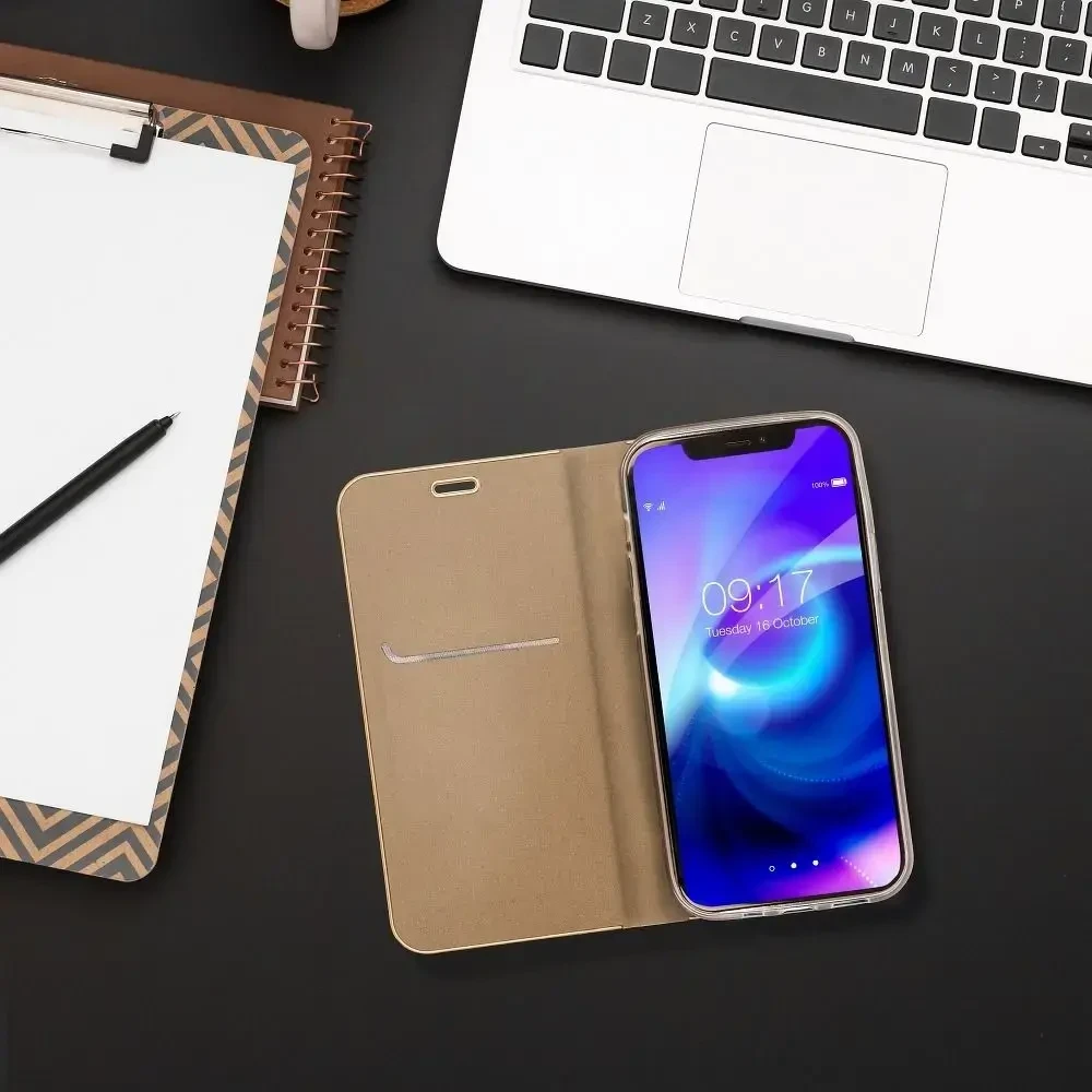 Oem Dėklas su klapką na Xiaomi Redmi NOTE 8 PRO Luna Book Gold auksinė